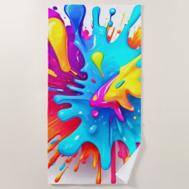 Lebhafte Neon Paint Splash Art Strandtuch