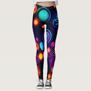 Lebhafte Neon Spiral und Dot Art Leggings