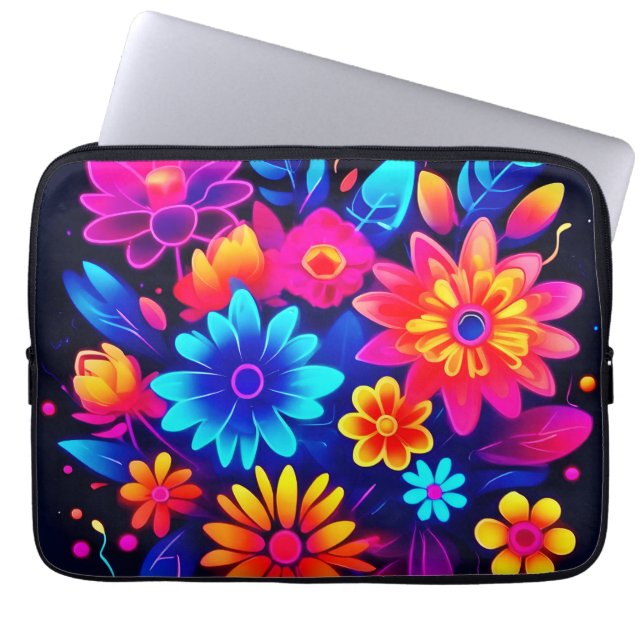Lebhafte neonfarbene Kunst Laptopschutzhülle (Vorderseite)