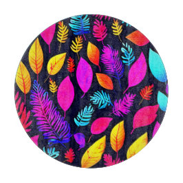 Lebhafte Neonfolien: Blätter-Muster Schneidebrett