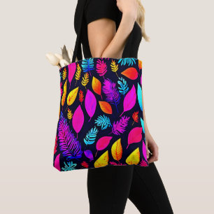 Lebhafte Neonfolien: Blätter-Muster Tasche