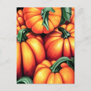 Lebhafte Orange Autumn Pumpkin Harvest Postkarte