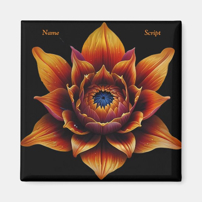 Lebhafte Orange Blume Head Pflanze Botanische Kuns Magnet (Vorne)