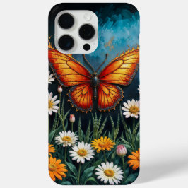 Lebhafte Orangeninsektenschmetterling-Kamille-Blum Case-Mate iPhone Hülle