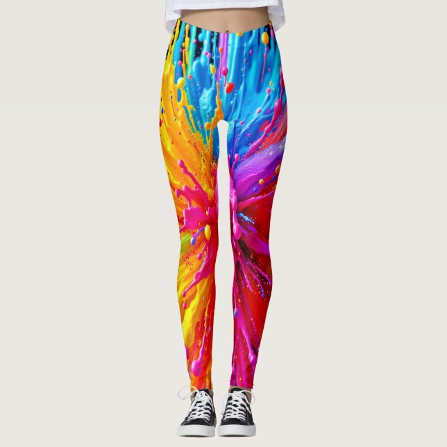 Lebhafte Paint Burst Energy Leggings (Vorderseite)