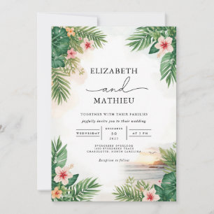 Lebhafte Palm Floral Arch Wedding Einladung
