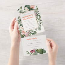 Lebhafte Peach Blush Boho Tropical Floral Wedding