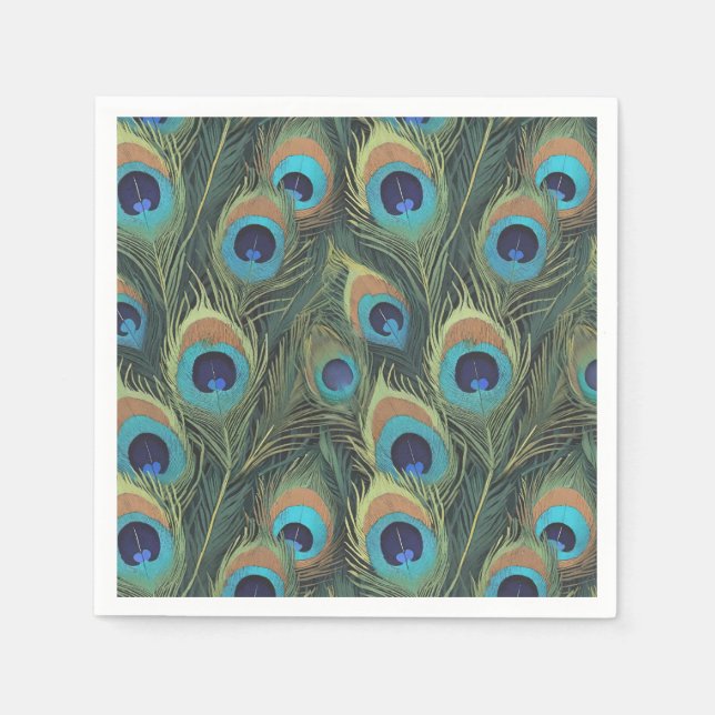 Lebhafte Peacock Feathers Serviette (Vorderseite)
