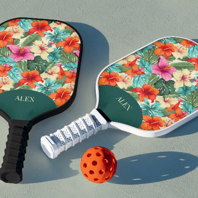Lebhafte, personalisierbare tropische Flora Pickleball Schläger (Von Creator hochgeladen)