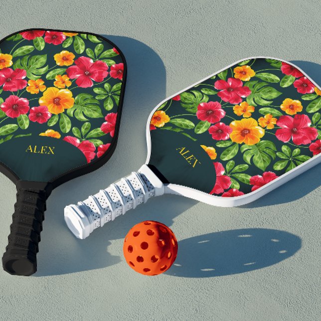 Lebhafte, personalisierbare tropische Flora Pickleball Schläger (Von Creator hochgeladen)