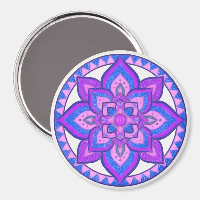 Lebhafte Petals Mandala Magnet (Vorderseite/Rückseite)