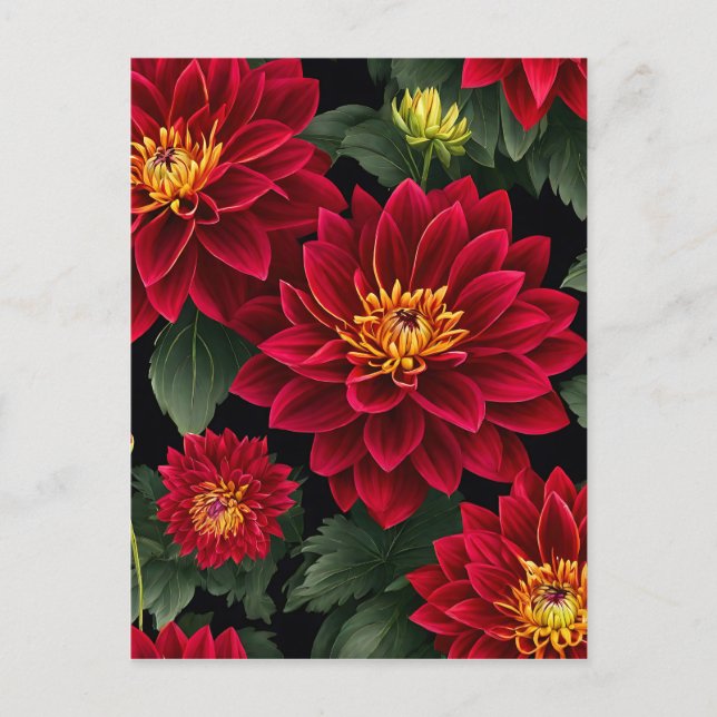 Lebhafte Petals Red Dahlia Postkarte (Vorderseite)