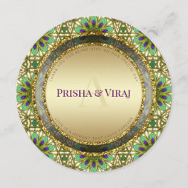 Lebhafte Pfauenfarben - Indische Einladung zur Hoc