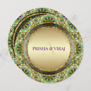 Lebhafte Pfauenfarben - Indische Einladung zur Hoc