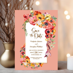 Lebhafte Pfirsichstrümpfe Hochzeit speichern Sie d Save The Date