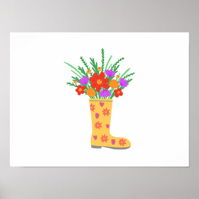 Lebhafte Pflanze in Stiefeln Poster (Vorne)