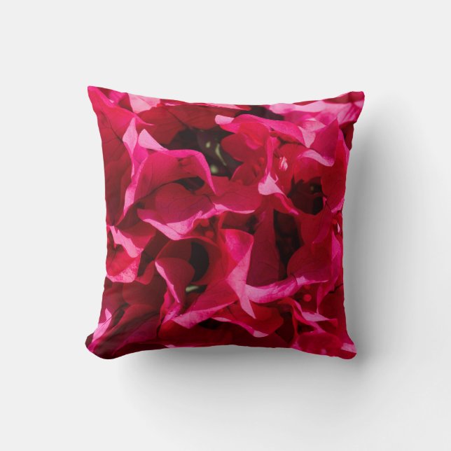 Lebhafte Pink Bougainvillea Blume Petals Throw Pil Kissen (Vorderseite)