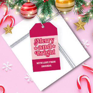 Lebhafte Pink Merry und helle Weihnachten Geschenkanhänger