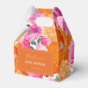 Lebhafte Pink & Orange Garden Blumen Baby Dusche Geschenkschachtel