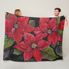Lebhafte Poinsettia in Wasserfarbe Fleecedecke