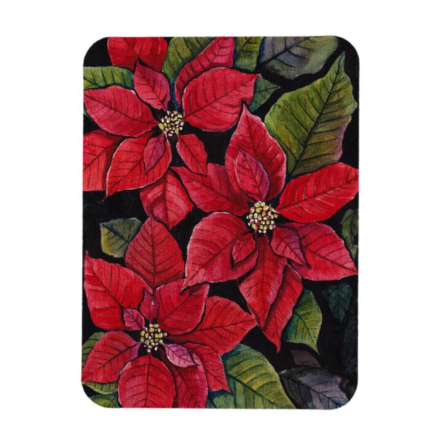 Lebhafte Poinsettia in Wasserfarbe Magnet (Vertikal)