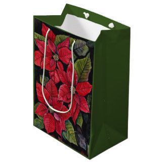 Lebhafte Poinsettia in Wasserfarbe Mittlere Geschenktüte