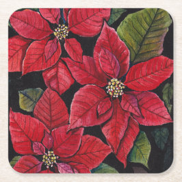Lebhafte Poinsettia in Wasserfarbe Rechteckiger Pappuntersetzer