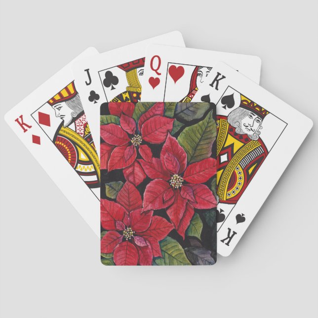 Lebhafte Poinsettia in Wasserfarbe Spielkarten (Rückseite)