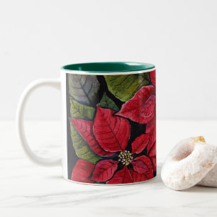 Lebhafte Poinsettia in Wasserfarbe Zweifarbige Tasse
