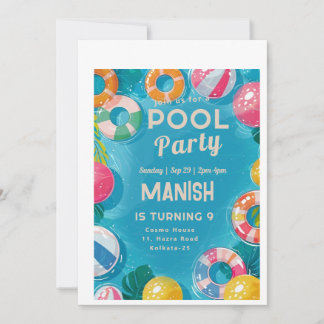 Lebhafte Pool Party Geburtstagseinladungskarte Einladung