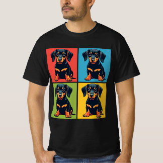 Lebhafte Pop Art Dackel Welpenplätze T-Shirt
