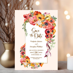 Lebhafte Poppies Hochzeitssache speichern das Datu Save The Date