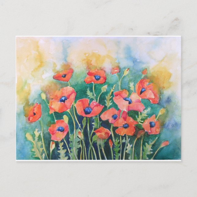 Lebhafte Poppies Postkarte (Vorderseite)