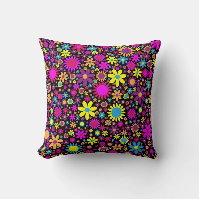 Lebhafte psychedelische Blume in Bloom-67566 Kissen (Vorderseite)