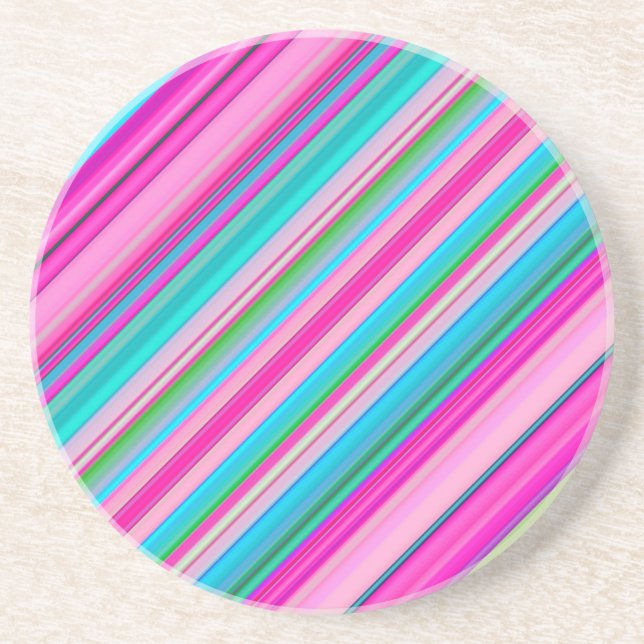 Lebhafte Rainbow-Farben Streifen Muster-21056 Getränkeuntersetzer (Vorne)