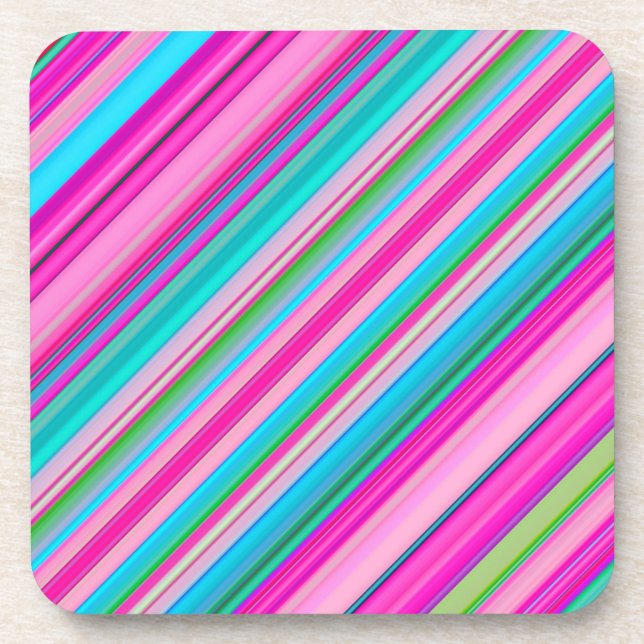 Lebhafte Rainbow-Farben Streifen Muster-21056 Getränkeuntersetzer (Vorderseite)