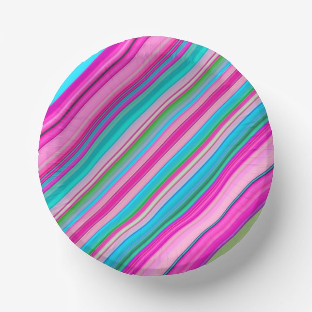Lebhafte Rainbow-Farben Streifen Muster-21056 Pappteller (Vorderseite)