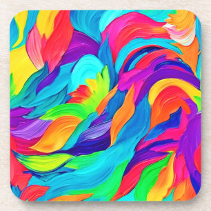 Lebhafte Rainbow-Wirbel Abstrakt Art Getränkeuntersetzer