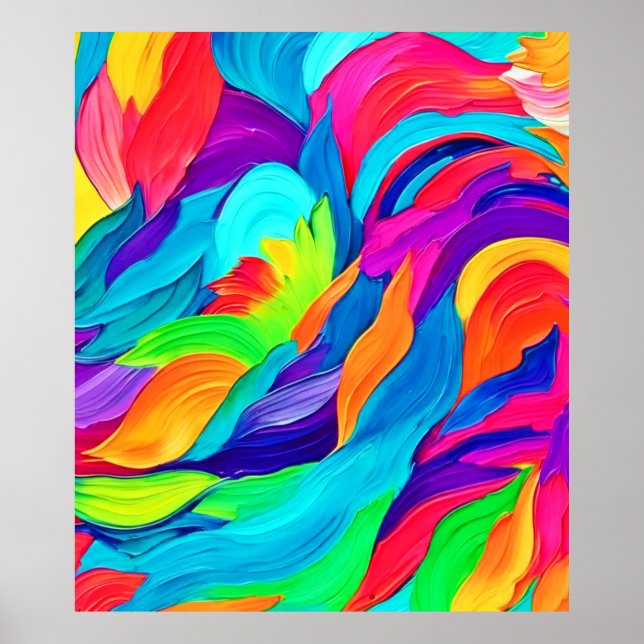 Lebhafte Rainbow-Wirbel Abstrakt Art Poster (Vorne)