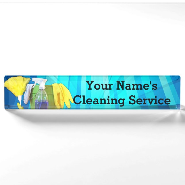 Lebhafte Rays Custom Cleaning Service Business Namensplakette (Vorderseite)