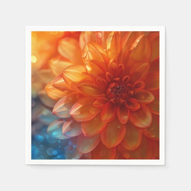 Lebhafte Red Dahlia Blume Paper Napkin Serviette (Vorderseite)