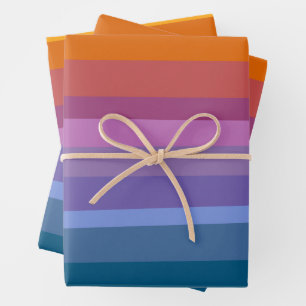 Lebhafte Retro-Sonnenuntergang Rainbow strahlende, Geschenkpapier Set
