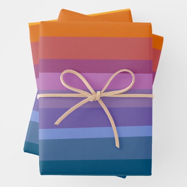 Lebhafte Retro-Sonnenuntergang Rainbow strahlende, Geschenkpapier Set (Beispiel)