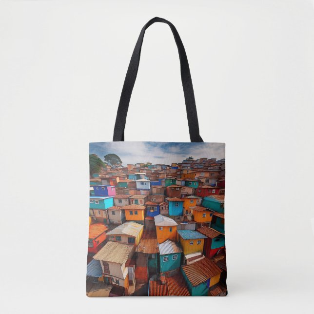 Lebhafte Rooftops - Städtische Kunstgewerbe Tasche (Vorderseite)