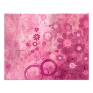Lebhafte rosa Blumenschrift - Abstrakte Blüten, Fotodruck