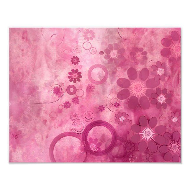 Lebhafte rosa Blumenschrift - Abstrakte Blüten, Fotodruck (Vorne)