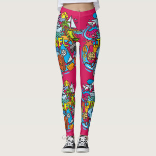 Lebhafte rosa Cartoon-Kunst für Reisende Leggings