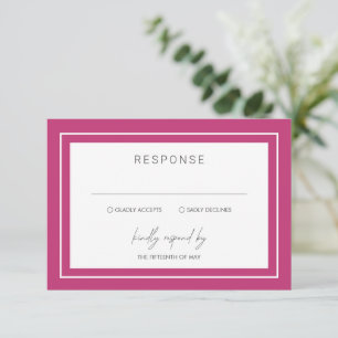 Lebhafte, rosa, feine Grenze Moderne Hochzeit RSVP Karte