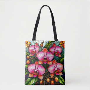 Lebhafte rosa Orchideen in festem Glas Tasche