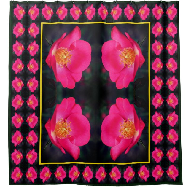 Lebhafte rosa Rosenblätter Abstraktes Blumenmuster Duschvorhang (Vorderseite)